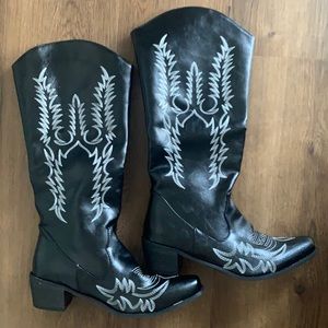 AOSPHIRAYLIAN Womens mid calf cowboy boots heel height about 2 inches